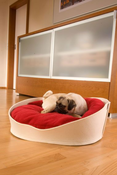 dog basket out of felt for pugs and other dogs