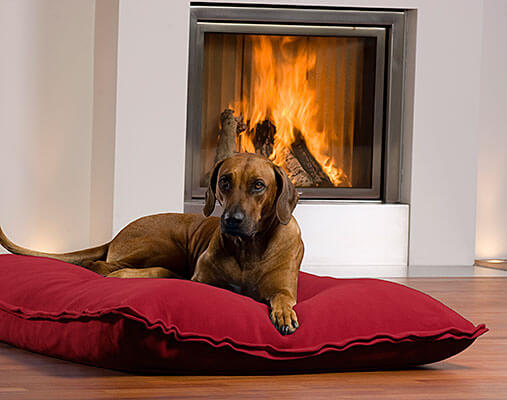Orthopedic-dog-coushion-Divan-Uno-fleece-red-pet-interiors